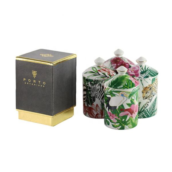 Customized Printing Decal Ceramic Candle Jar , Multi Color Porcelain Candle Containers