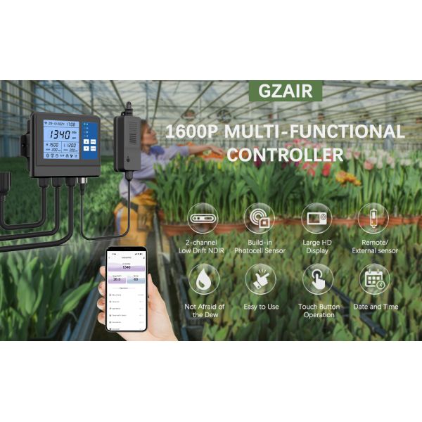 Growth Tent, Greenhouse & Indoor Farming Digital Carbon Dioxide Co2 PPM Controller Monitor