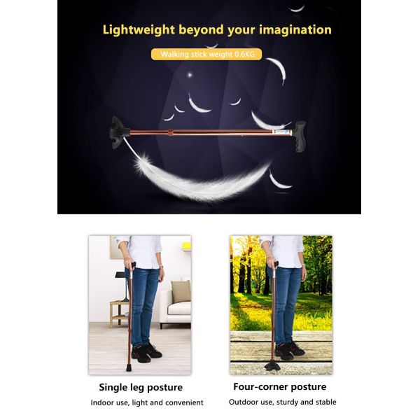 Wholesale Adults Aluminum Disabled Medical Four Legs Crutch Walking Stick for Old