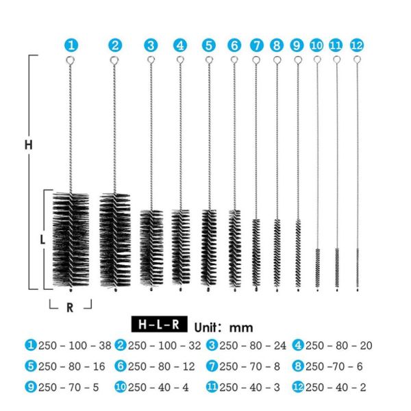Stainless Steel Wire Spiral Cleaning Brush Brass Wire Pipe Brush Abrasive Nylon Tube Brush
