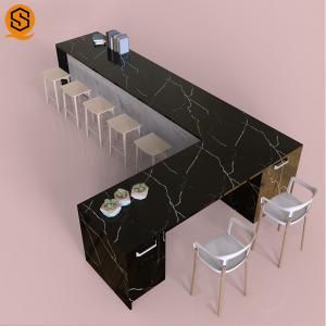 China Marble Acrylic Solid Surface Bar Counter L Shaped Flame Retardancy on sale