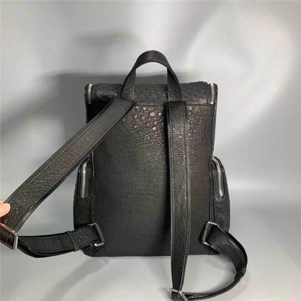 Authentic Real Ostrich Skin Men's Large Business Travel Backpack Genuine Exotic Leather Male Top-handle Casual Bag Pack