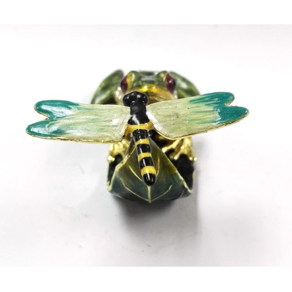 Pewter alloy gold plated Frog Jeweled Trinket Box Golden plated enamel fashion frog pewter box