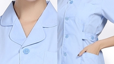 Pure Color Unique Nursing Uniforms Polyester Side Open Solid Color Collar Style