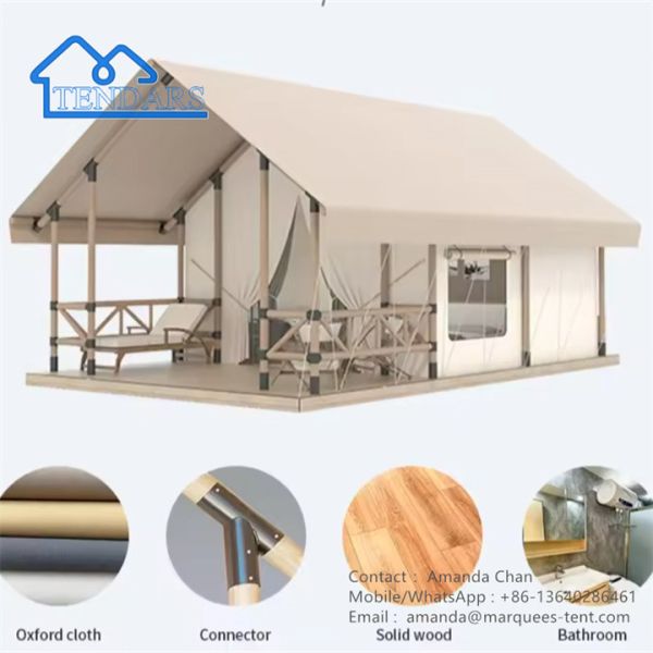 900D Waterproof Single Camping Tent Camping Outdoor Safari Hotel Luxury Canvas Tent