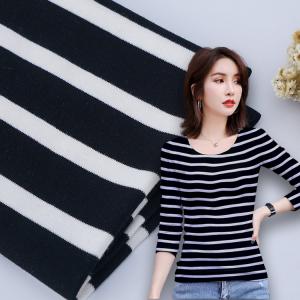 China 21S Organic Ribbed Cotton Fabric , 1*1 Striped Cotton Interlock Material on sale