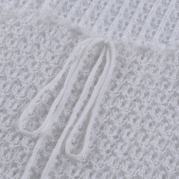 Hollow Perspective Women's Beachwear Dresses , 99cm White Knitted Beach Dress