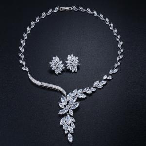 Quality CZ Crystal Pendant Necklace for Women Fashion Wedding Statement Jewelry Accessories Wedding Jewelry Sets For Brides wholesale