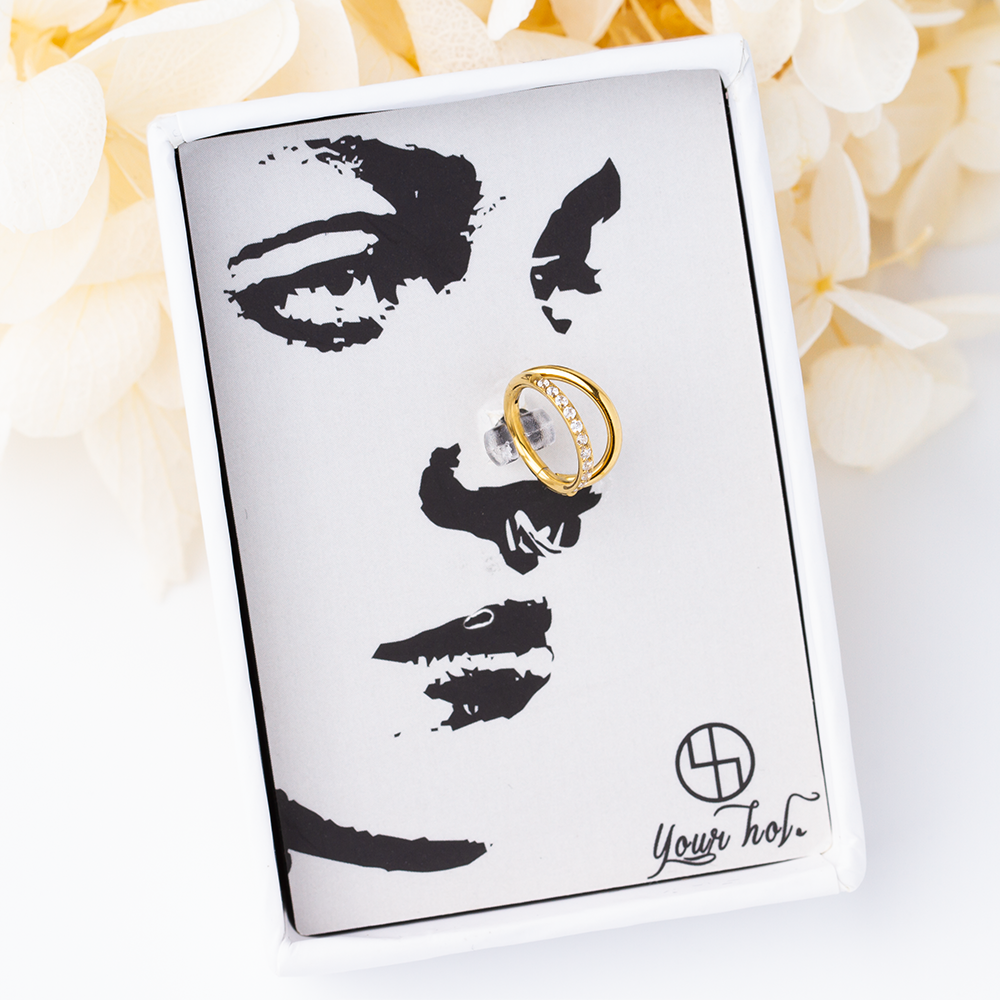 Double Layers Titanium Nose Jewelry Earring Piercing Nose Ring Gold F136 Hinged Segment