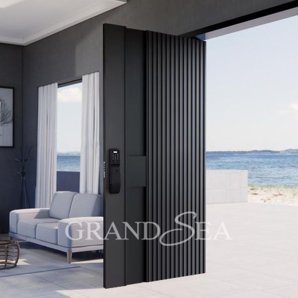 Italian Design Villa Entrance Security Luxury Aluminum Main Front Pivot Porta Modern Entry Wooden Pivot Door