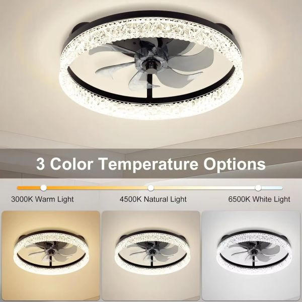 Factory Modern Home Black White Gold Lamp Certificate 48W Ceiling Fans Replacement 5CCT Adjustable with DIP Switch Ceiling Lights