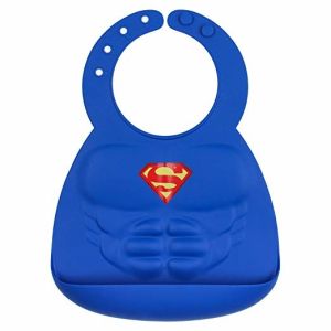 China Comics Superman Silicone Baby Bibs , Waterproof Baby Bibs With Snaps on sale