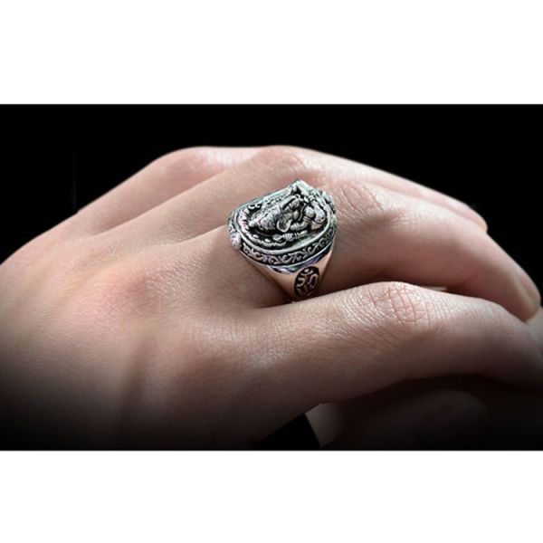 Men's Thailand Vintage Old Sterling Silver Ring Elephant Style (R121409)