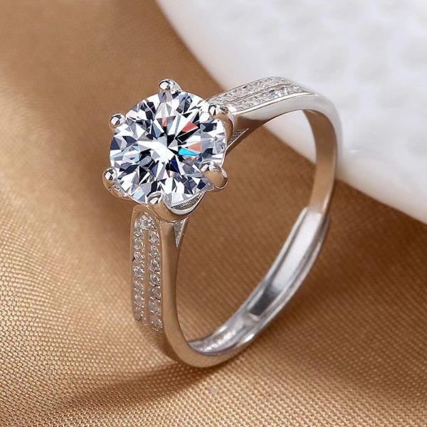 Fashion Moissanite Gold Stainless Steel Ring Silver Diamond Women'S Engagement Rings