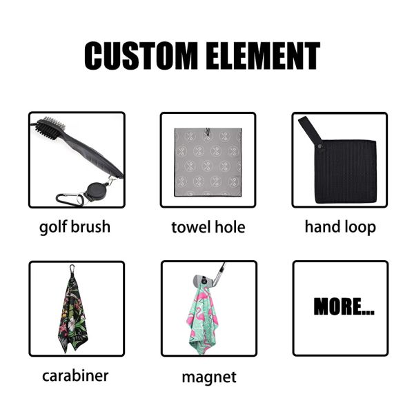 Wholesale Golf Club Accessories Metal Embroidery Waffle Microfiber Golf Towels with Customize Logo