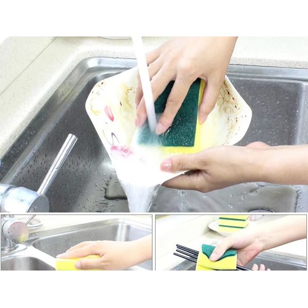 Dual-Headed Green-Yellow Scrub Brush – Durable, Diamond-Patterned, Soft Bristles for Stain Removal, Eco-Friendly Cleaning