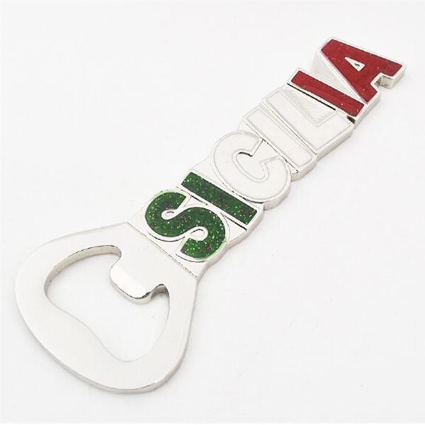 Custom Promotion Tourism Souvenir Gift Metal Fridge Magnet Beer Bottle Opener, Embossed Logo, Silver Plating