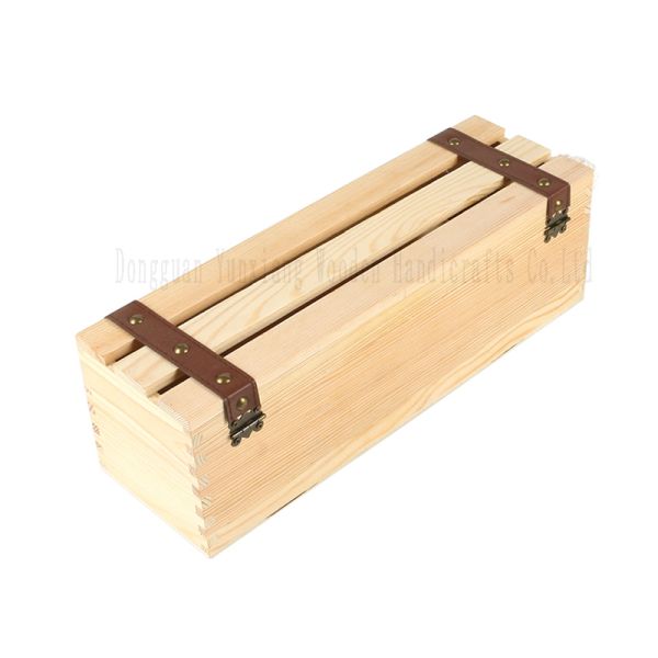 Wooden Wine Gift Box – Rustic Solid Wood Case for One Bottle, Perfect for Weddings, Birthdays, Anniversaries or Holiday Gifts
