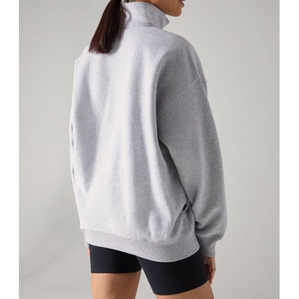 Customized Cotton Half Zip Pullover Sweatshirt Blank Oversized Long Sleeve Sweatshirt Women Hoodie