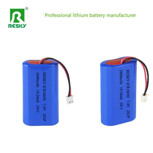Lithium Battery Cell 18650 Li-ion Battery Pack 3.7v 7.4V 2600mAh 19.24wh Power Lithium Batteries