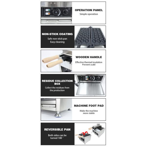 Electric Non-Stick Snack Round Ball Taiyaki Bubble Machine for Baking Waffle Cake Bread