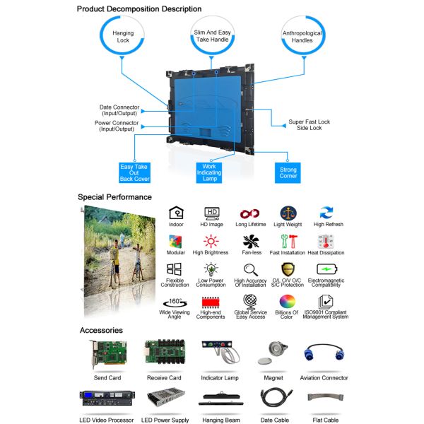High refresh rate 3840 hz indoor P3 Led Screen Display for hall lobby