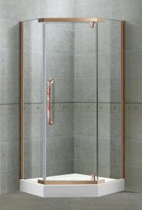 Quality Self - Cleaning Tempered Glass Shower Doors Pivot With Stainless Steel Profiles Rose Golden wholesale