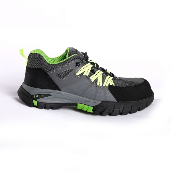 Punture Resistant Low Cut Steel Toe Work Shoes Microfiber Leather Fashion Green Rubber Outsole Breathable
