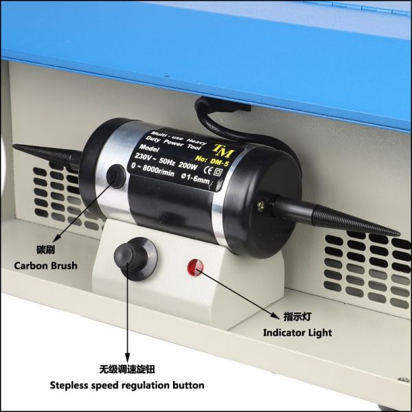 Double Head Jewelry Grinding Machine Polishing Motor With Dust Collector