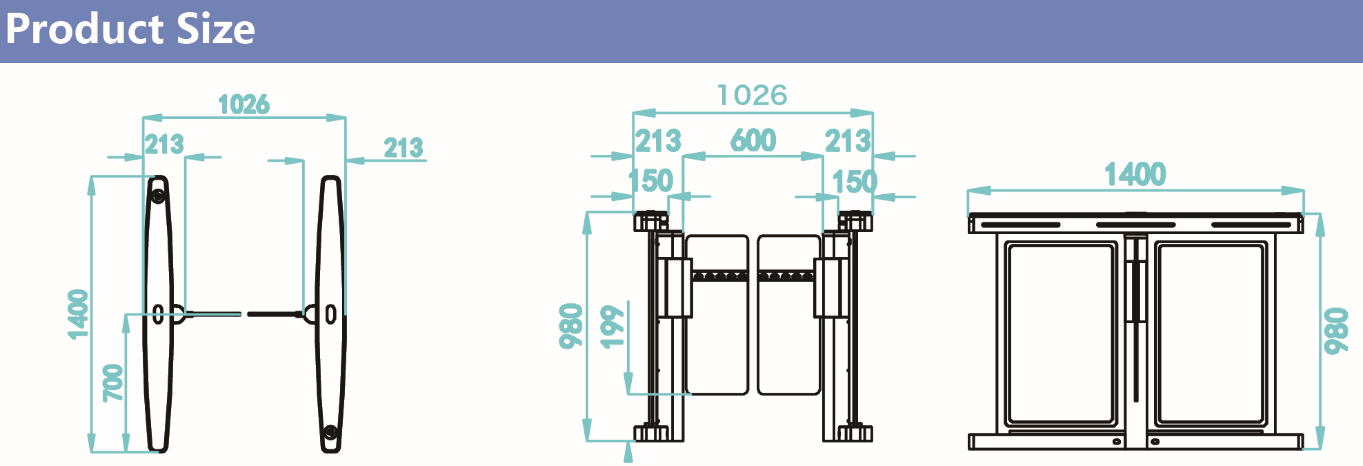 Office Building Swing Barrier Turnstile Small Size Optical Swing Turnstile