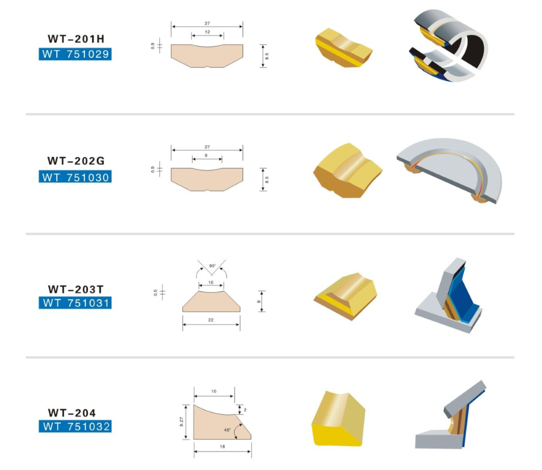 WT-203 wear resistant ceramic liner for construction machinery