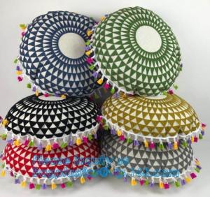 China Ethnic Indian Mandala style meditation pillow embroidered Suzani decorative Round Cushion Cover, bagplastics, bagease pa on sale