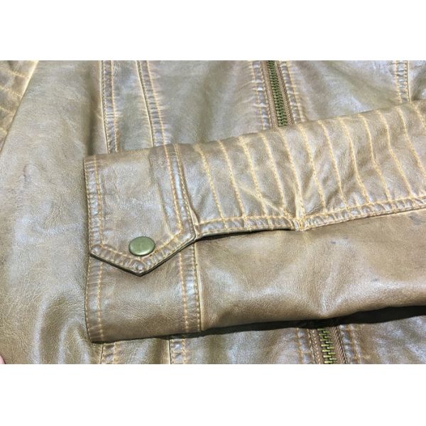 Brown Color Faux Pu Leather Coat For Mens Garment Dyed Technical With Belt