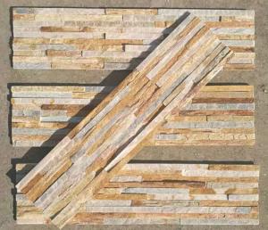 China New Oyster Split Face Slate Stone Cladding,Yellow Quartzite Mini Stacked Stone,Natural Culture Stone on sale