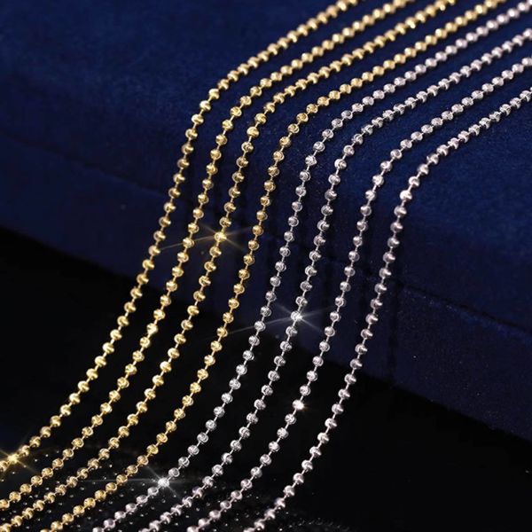 Rose Gold White Gold AU750 Gold Bead Chain Crescent Necklace Chain Platinum 18 Karat Women 16''/18''/20''/24''