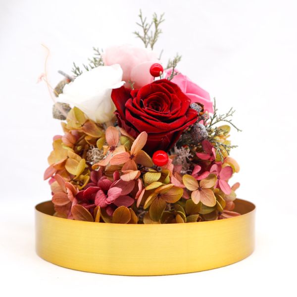 Luxury Preserved Rose Glass Dome Beautiful For Christmas Decoration
