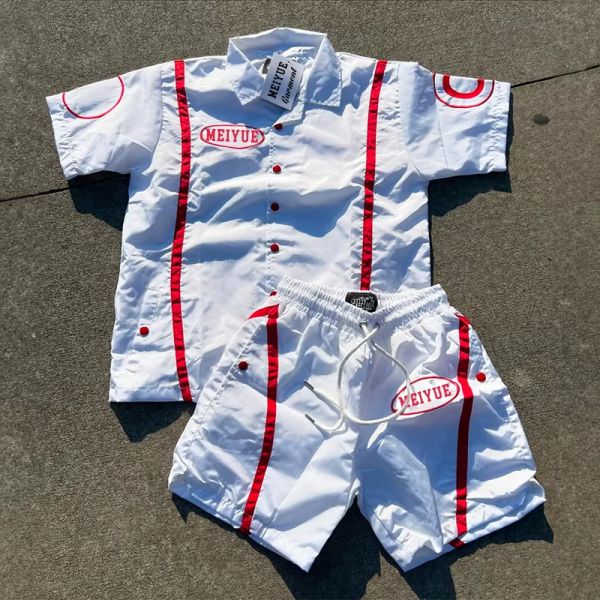 Custom Windbreaker Buttons Polyester Nylon Polo Shirt 2 Piece Set Shorts Jogging Suit Men T Shirts Short Set Tracksuit for Men