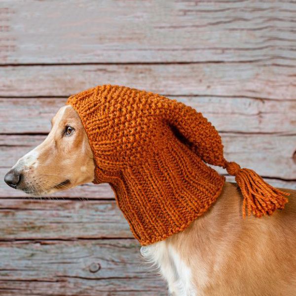 Y-Z Custom Pet Clothing Hats Warm Tassels Winter Wool Neck Ear Warmer Hand Knitted Dog Snood