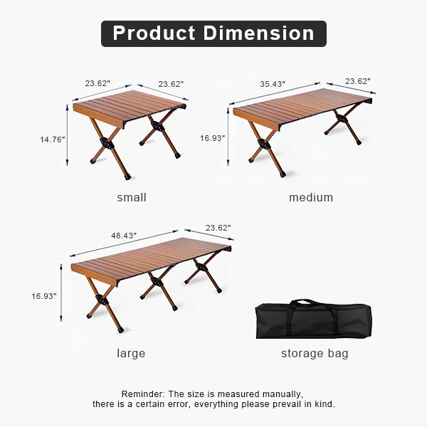 Outdoor Aluminum Portable Camping Table Lightweight Picnic Table With Egg Roll Table Top
