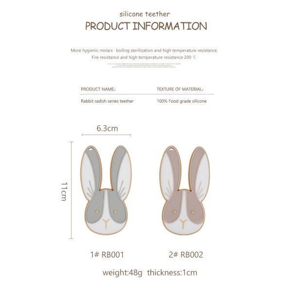 Sheep Bunny Personalised Silicone Teether BPA Free For Newborn Baby