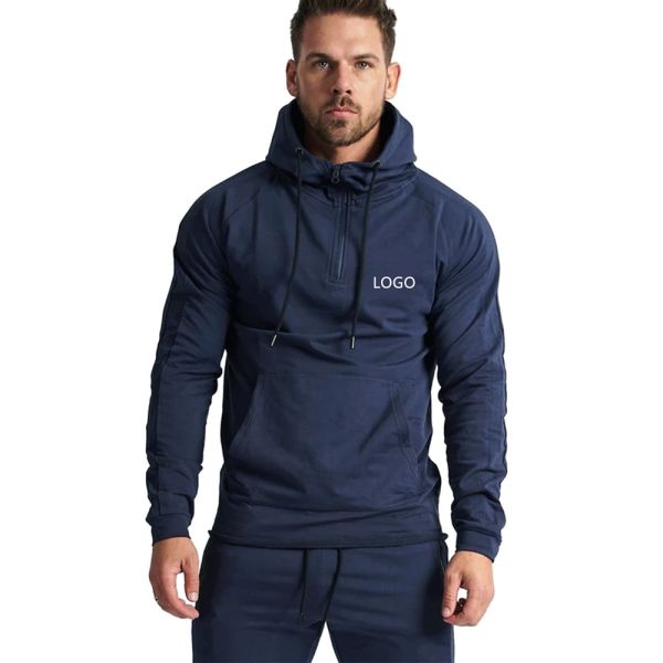 100% Cotton Black Sports Team Hoodies Embroidered Winter Men'S Gym Wear Hoodies