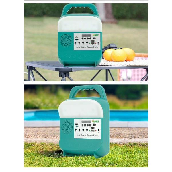 Rechargeable Portable Solar Power Generator Kit USB Charger With Torch Light