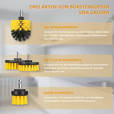 5 Pcs Drill Cleaning Brush Cordless Screwdriver Accessories For Car, Rims, Tiles