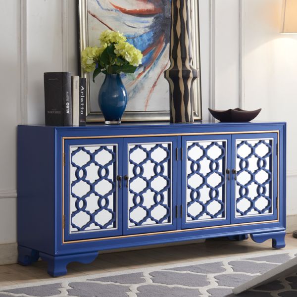 Hand Painting E1 MDF 3mm Mirror 150cm Width Solid Wood Cabinets