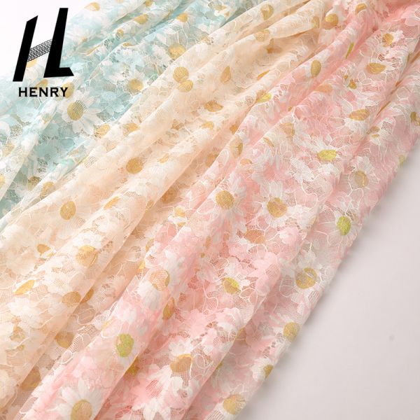 ODM Pattern Printed Lace Knit Mesh Fabric For Women Clothing