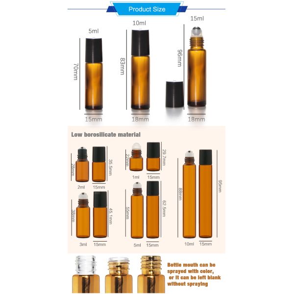 8ml 5ml Clear Empty Roll On Bottles For Essential Oils