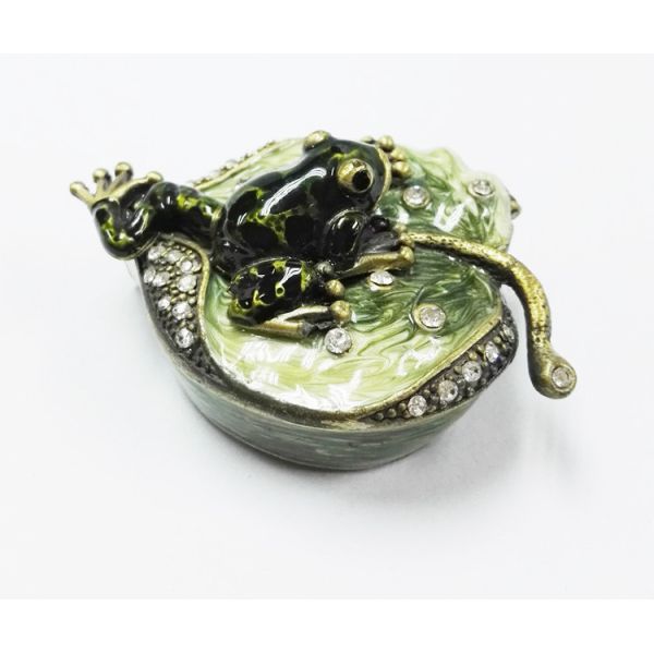 Frog jewelry trinket box metal jewelry box crystal jewellery box