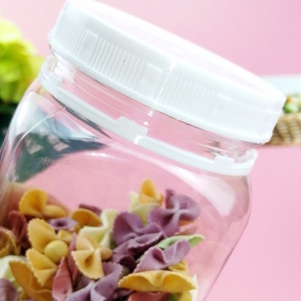 Sticker Label PET 12 Oz Square Plastic Bottles With Lid Tamper Proof