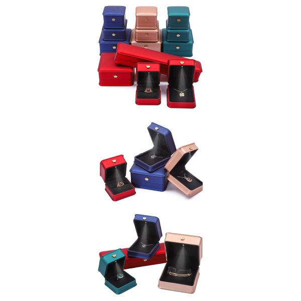 Golden Crown Led Light Jewellery Box For Necklace Bracelet Ring Earrings Packaging