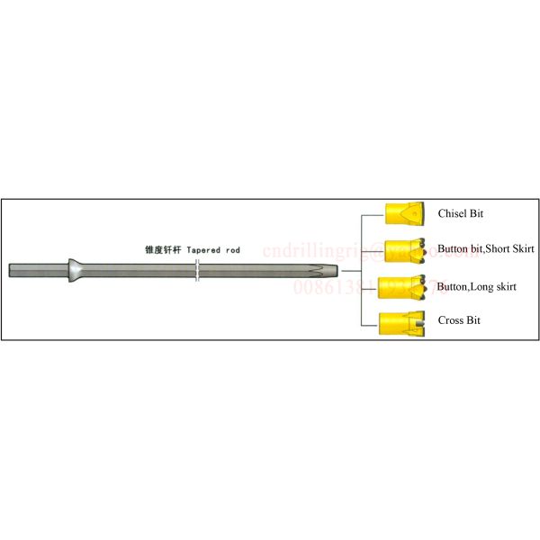 7° Hex22 Tapered Rock Drill Rods Tungsten Carbide Drilling Rods Shank 22 Mm X 108 Mm